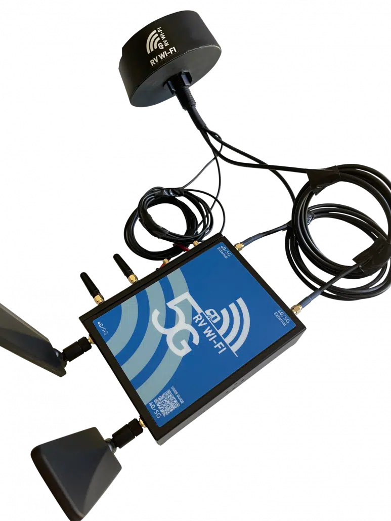 RV WIFI 5G is designed specifically for Recreational Vehicles. RV WIFI 5G comes with an external antenna. Better Range/less interference and noise. RV WIFI 5G comes with a 12 volt power connection, no batteries to run out, just set and forget! RV WIFI 5G is not locked into any providers, your choice to buy on range or price. RV WIFI 5G has no limit on users. The more the merrier! RV WIFI 5G offers ‘In Car Entertainment’, while on the move. RV WIFI 5G has excellent WIFI range in and around your Caravan. RV WIFI 5G has a mulifuncitonal 4G/5G/WIFI exeternal antenna, this equals great range! RV WIFI 5G is a fully enabled MIMO router. RV WIFI 5G has improved 4G capability. RV WIFI 5G is 5G! RV WIFI 5G can connect to Starlink.