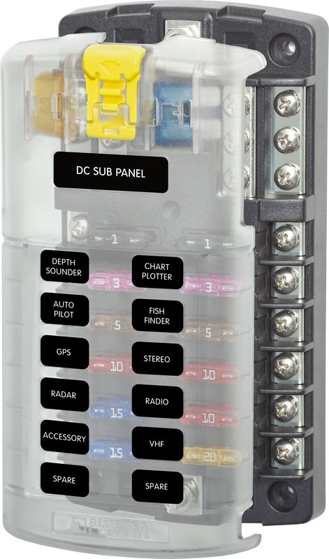 BSS.5026.jpg Blue Sea ST Blade Fuse Block - 12 Circuits with Negative Bus and Cover