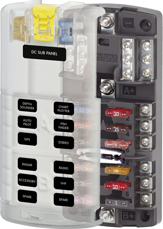 BSS.5032.jpg Blue Sea Fuse Block ST Blade Fuse Dual 12 Circuit with Negative Busbar & Cover